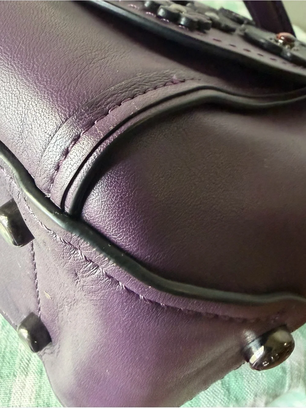 RARE Purple Coach 1941 Willow Floral Drifter Top Handle Satchel